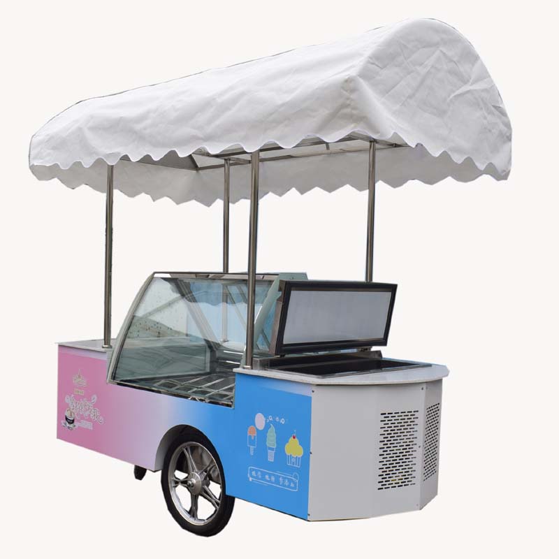 Ice cream push cart freezer