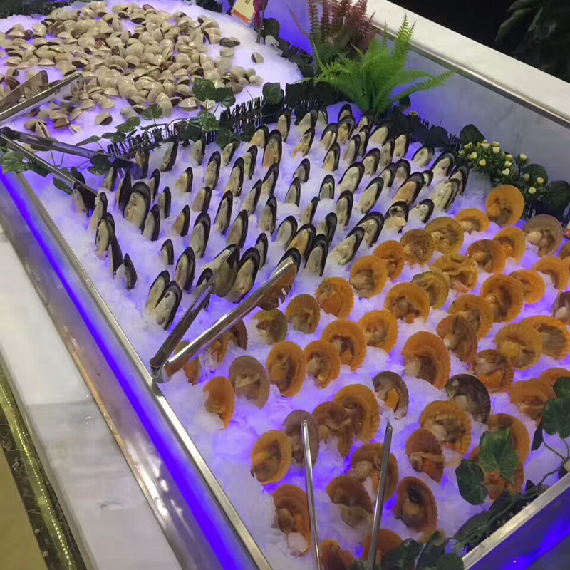chilled seafood ice display table
