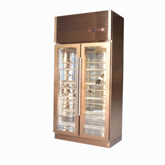 2 portes en verre d'acier inoxydable de vin affichage de refroidissement du congélateur 