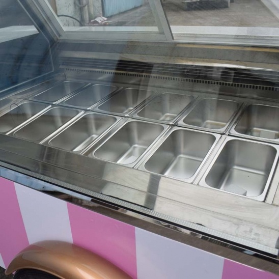 Meilleure vente de mobile en acier inoxydable de la glace à la crème d'affichage pousser congélateur panier 