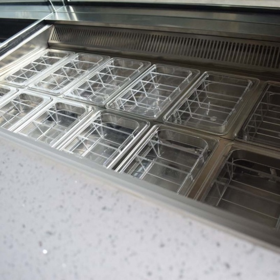 Meilleure vente de mobile en acier inoxydable de la glace à la crème d'affichage pousser congélateur panier 