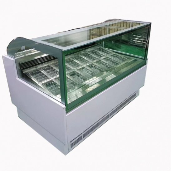 Verticale basse température blanc en acier inoxydable de crème glacée à la vitrine 