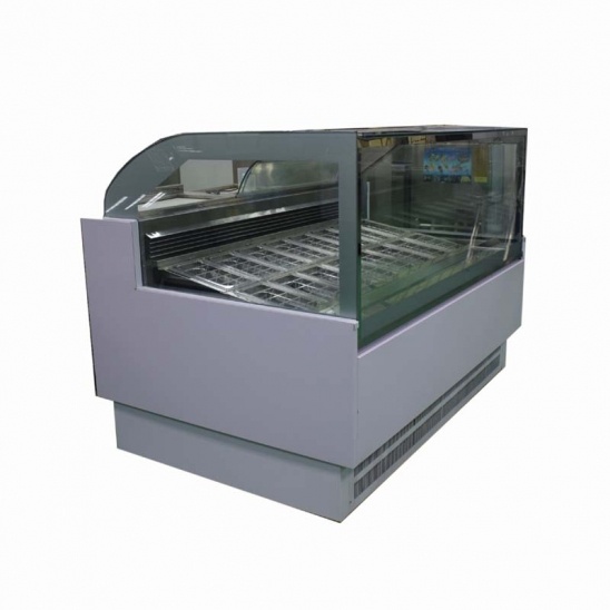 Verticale basse température blanc en acier inoxydable de crème glacée à la vitrine 