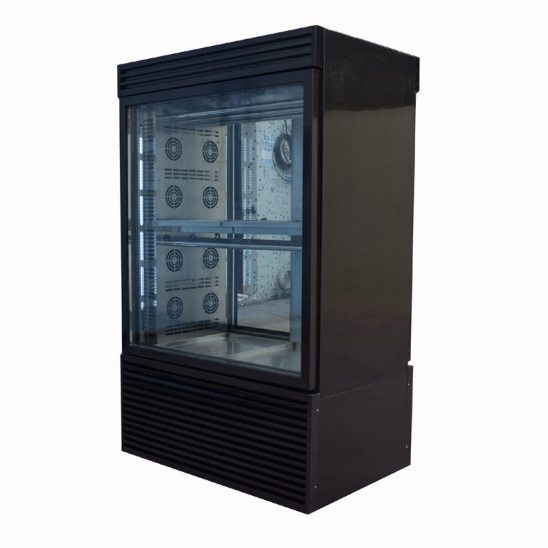 Deux portes en verre noir acier inoxydable de la viande de séchage affichage congélateur 