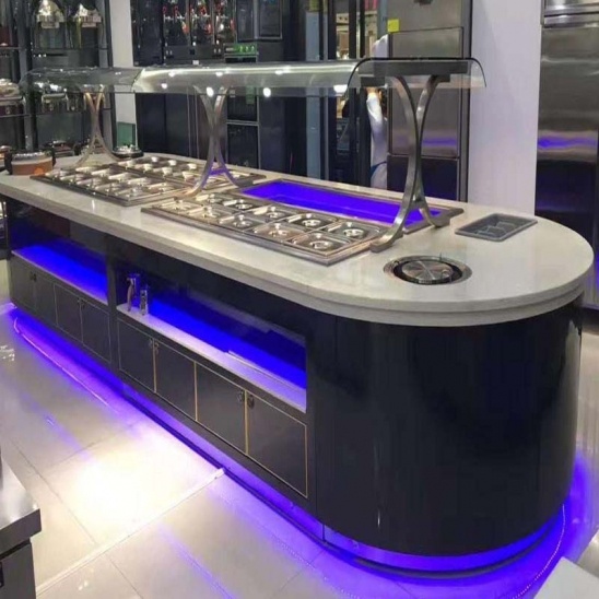 Personnalisés grande en acier inoxydable à chaud et à froid, de légumes cuits affichage de la table de buffet 