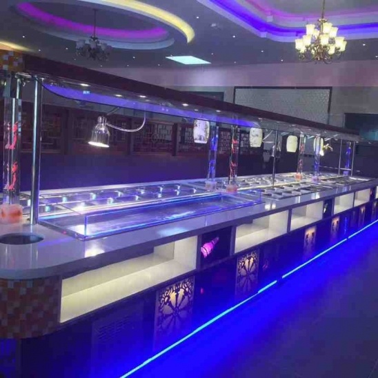 Personnalisés grande en acier inoxydable à chaud et à froid, de légumes cuits affichage de la table de buffet 