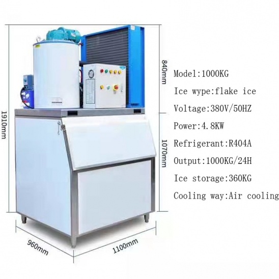 Bingyou 1 tonne de haute qualité de flocon machine à glace avec de la glace de stockage 