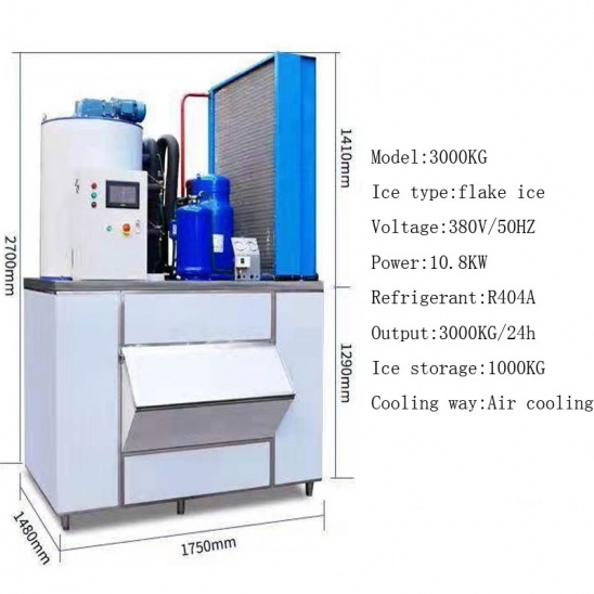Bingyou 1 tonne de haute qualité de flocon machine à glace avec de la glace de stockage 
