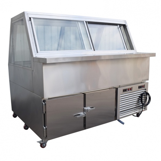 Personnalisé double de la température en acier inoxydable vitrine 