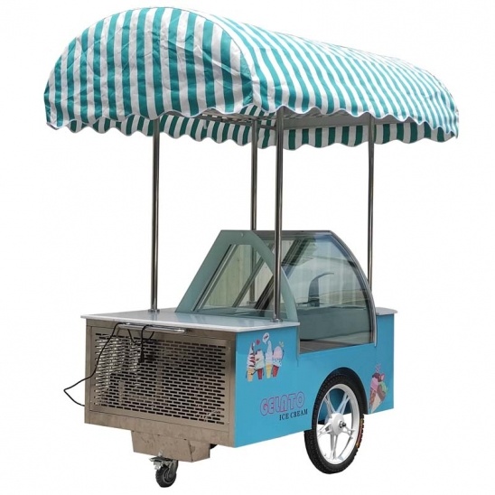 mobile personnalisé gelato chariot de congélateur poussoir d'affichage de crème glacée 