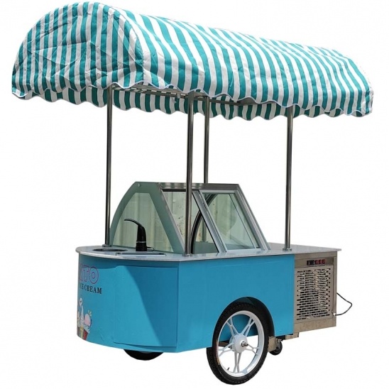 mobile personnalisé gelato chariot de congélateur poussoir d'affichage de crème glacée 