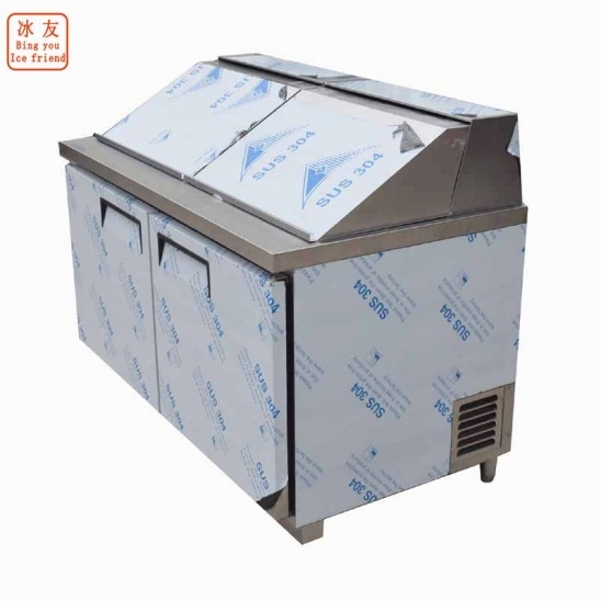 horizontal personnalisé 304 congélateur d'affichage de bar à salade refroidi par air en acier inoxydable avec couvercle en acier inoxydable 