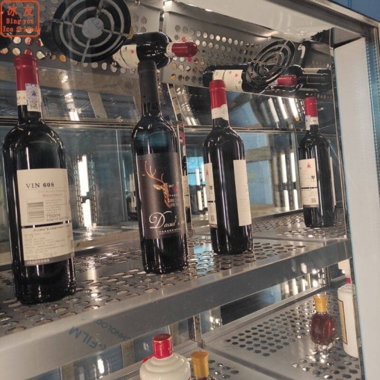 personnalisé double face réfrigérateur d'affichage de boisson froide de vin de verre 