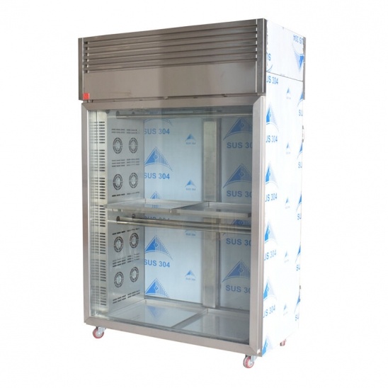 Double porte en verre en acier inoxydable oie poulet canard refroidissement par air congélateur de séchage 